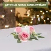Bougeoirs chandelier guirlande support anneaux de fleurs artificielles roses ornements couronnes de mariage en plastique feuille décorative
