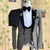Smoking pak Bruiloft heren 3-delig Pak Set Jas + Broek + Vest Bruidegom Bruiloft dr Casual Formele Blazer Elegant Pak voor Mannen Z7qb #