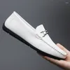 Freizeitschuhe Herren Loafer Weiß Fahren Männer Mokassins Sommer Atmungsaktiv Mann Leder Slip On Super Leicht Männlich