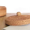 Manden Nieuwe Handgeweven Rotan Opbergdoos met Deksel Rieten Thee Voedselcontainer Picknick Brood Fruit Taartmand Keuken Organizer B