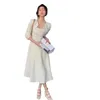 Spring Fashion Sling Dress Womens Autumn White Suit Temperament Celebrity Professional Small Dress Two piece Set 240312