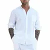 Camicia a V vintage a V e pantaloni da uomo due pezzi set casual Solid Cott Cott Abit per uomini Nuovi abiti per leisure di primavera S9A8#