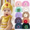 子供の帽子の子供たちの花の編み暖かいプルオーバーボンネットかわいい幼児の女の子帽子冬の若者の子供キャップマルチカラーヘッド周囲：約36-40 g8qt＃