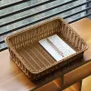 Baskets Rectangular Rattan Serving Tray Wicker Woven Basket Bathroom Tray Woven Bread Baskets With Handles Storage Basket For Parties