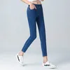 Damskie elastyczne obcisłe dżinsy z wysokiej talii 5xl 6xl moda kobiety czarne niebieskie kieszonkowe dżinsy chude dżinsowe spodnie 240315