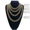 Full Diamond Cuban Necklace 18inch 20inch 24 tum 30 tum bling smycken halsband för män is av Miami Curb Cuban Link Chain232e