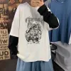 男性用のTシャツアニメ特大TシャツY2Kトップ2023男子服のストリートウェア