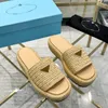 Dames Platform Hakken Sandalen Designer Raffia Geweven Slippers Instappers Klassiek Blauw Zwart Rood Muiltjes Outdoor Strandschoen Vrijetijdsschoen Comfortabele Slippers Muiltjes