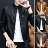 2022 Mannen Leren Jasje Mannen Slim Fit Korte Jas Mannen Fi Leren Jas Streetwear Casual Blazer Jassen Mannelijke Bovenkleding i5nG #