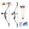 Arco flecha 18lbs mini arco e flecha conjunto tiro com arco recurvo arco poderoso real pena seta portátil ao ar livre tiro com arco esportes yq240327