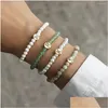 Pulseras de encanto 2023 Moda Pave Zircon A-Z Letra inicial Pulsera Mujeres Hecho a mano 4 mm Colorf Piedra Grano para joyería Regalo Gota Deliv Otfcp