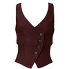 Kvinnors V-Neck kostym Vest 3 Butt Fi Slim Blazer Vests för Lady WaistCoat T0VR#