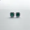 Boucles d'oreilles à tige en or blanc 14 carats (1 ct au total) 0,5 ct chacune, bijoux en diamant vert cultivé en laboratoire, taille Asscher, E066