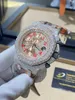 Iced Out-Uhr aus Edelstahl mit funkelnder Zeigereinstellung, Bustdown-VVS-Moissanit-Uhr