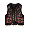 Gilet da donna Gilet con fiori ricamati vintage per donna Capispalla streetwear senza maniche con bordi in pizzo o collo cardigan aperto sul davanti