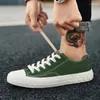 Sapatos de caminhada homem casual baixo superior rendas até moda vulcanizar lona escola meninos adolescente cor verde masculino footwera