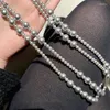 Pendant Necklaces Grey Pearl Sweater Chain Tahiti Lagon Deep Sea Gradient Shell-pearl Beaded Necklace For Women Garment Accessories Trendy