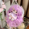 Image réelle de 20 cm de poupée en coton rose violet cheveux bouclés perruque haute température perruques longue couverture de perruque bouclée pour 33-36 cm cercle de tête cosplay