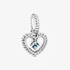 100 % 925 Sterling Silber Aqua Blue Perlen Herz baumeln Charms passen original europäischen Charm-Armband Mode Frauen Schmuck Accessori273b