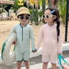 One-Pieces Korean Childrens Swimsuit Baby Swimwear Boy Zipper One Piece Long Sleeved Quick Drying Cute Girl Swimsuit Kids Swim Suit Boys 24327