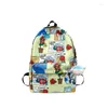 Backpack 2024 Schoolbag Japanese Kawaii Style Cartoon Print Graffiti High School Boys Girls College Students Shoulder Bag