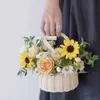 Storage Baskets Waterproof Woven Flower Basket Storage Basket with Handle Handmade Multi-functional Perfect Gifts Rattan for Home Wedding Decor