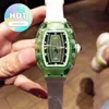 Designer de luxo RM relógio de pulso relógio de pulso máquina shell negócios lazer Rm07-02 mecânica automática broca completa relógios verdes fita branca mulheres