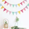Party Decoration Cotton Bunting Banner Colorful Burlap Linen Flags Pennant Baby Garland Flag For Shower Decor Hanging