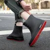 Fashion Mens Rain Boots Rubber Gumboots Slip on Mid-calf Waterproof Working Boots Comfort Red Non-slip Fishing Shoes for Men 240321