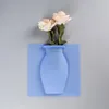 Vases Vase en silicone de couleur unie Fenêtre réutilisable moderne pour porte de réfrigérateur Verre Carreaux de céramique Montage mural 3pcs Punch