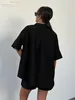 Survêtements pour femmes Clacive Mode Lâche Noir 2 Pièces Ensemble Femmes Tenue 2024 Été Chemise À Manches Courtes Avec Short Taille Haute Femme