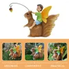 Trädgårdsdekorationer Flower Fairy Riding Squirrel Staty Elf Sculpture Crafts Harts Ornament Delicate Realistic Outdoor