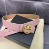 Högkvalitativa herrbältet Kvinnor Luxury Gold Bronze Hoop Buckle Designer Cowhide Belts For Men Classic Pink Leather Waistbands 5 Färger Bredd 38mm Hot -7