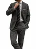 темно-серый плед новый дизайн мужской костюм Cuatom Made 2 шт. пиджак брюки однобортный нежный свадебный жених повседневный выпускной на заказ 30Qm #