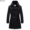 2024 Męska kurtka LG Trench Coats Spring Autumn British Style Busin Office Trench Solid Męska kurtka z podwójną piersią E59F#