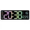 Wall Clocks Digital Clock Time Date Week Display Remote Control Colorful Ambient Light Mute Count Up Timer Dual Alarm