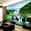 Tapeten 3D Wasserfall Tapete Wandbild für Sofa TV Hintergrund Landschaft Wandpapier Papel de Parede Home Decor Wallcovering Benutzerdefinierte jede Größe