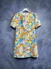 European station designer recommends exquisite printed crystal beaded short sleeved spring comfortable and generous dress