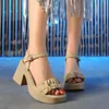 Summer Korean Beach Sandals Shoes Women's Round Toe Tjock Sole Lightweight Sport Fashion Open Heel 7820