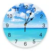 Relógios de parede Caribe Oceano Cenário Relógio Design Moderno Sala de estar Decoração Cozinha Mudo Relógio Home Interior Decor