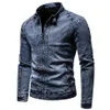 Veste en jean noir hommes veste de moto printemps automne Slim Fit vestes Fi décontracté col montant Denim manteau mâle t5Pt #