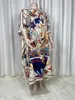 Kobiety stroju kąpielowego 2024 Afrykańska saudyjska szalik Arabian Raose druk jedwabna maxi sukienka Summer Beach Bohemian Srabe Kaftan Kimono Short Sleeve C46