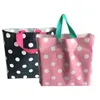 Presentförpackning 48 st. Frostad polka dot tote påse förtjockar stor plast med handtag klädbutik förpackningspåsar affärsmaterial