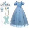 Robes de filles robe de princesse fille anniversaire Halloween Costume pour enfants vêtements Cosplay vêtements bleu longue robe fantaisie enfants Drop Deli Dhdp7