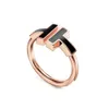 Designer Ring Clover Double T-formad varumärkesdesigner Midi Rings som öppnar 925 Sterling Silver Band Rings, med original logotyp Fashion Woman Jewelry Ring med låda