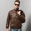 chaqueta de cuero real de la motocicleta de piel de cerdo de los hombres acolchado cott invierno m abrigo masculino chaqueta de cuero genuino 65bI #