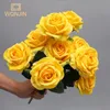 Wqnjin flores artificiais de rosa, plantas falsas de seda rosa, decoração para casa, buquê de rosas de outono branco, decoração de escritório 240322