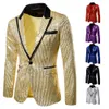 Blazer masculino redondo lantejoulas boutique casual jaqueta masculina casamento palco desempenho bar boate anfitrião rua artista terno masculino q1cF #