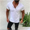 T-shirt da uomo T-shirt da uomo T-shirt a maniche corte con scollo a V sottile moda casual europea e americana Abbigliamento Drop Delivery Abbigliamento Panno Dh2Mv