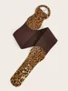 Selling Brand Personality Pin Buckle Suede Elastic Wide Waist Sexy Wild Leopard Decorative Belt Female Outer Dress 240327